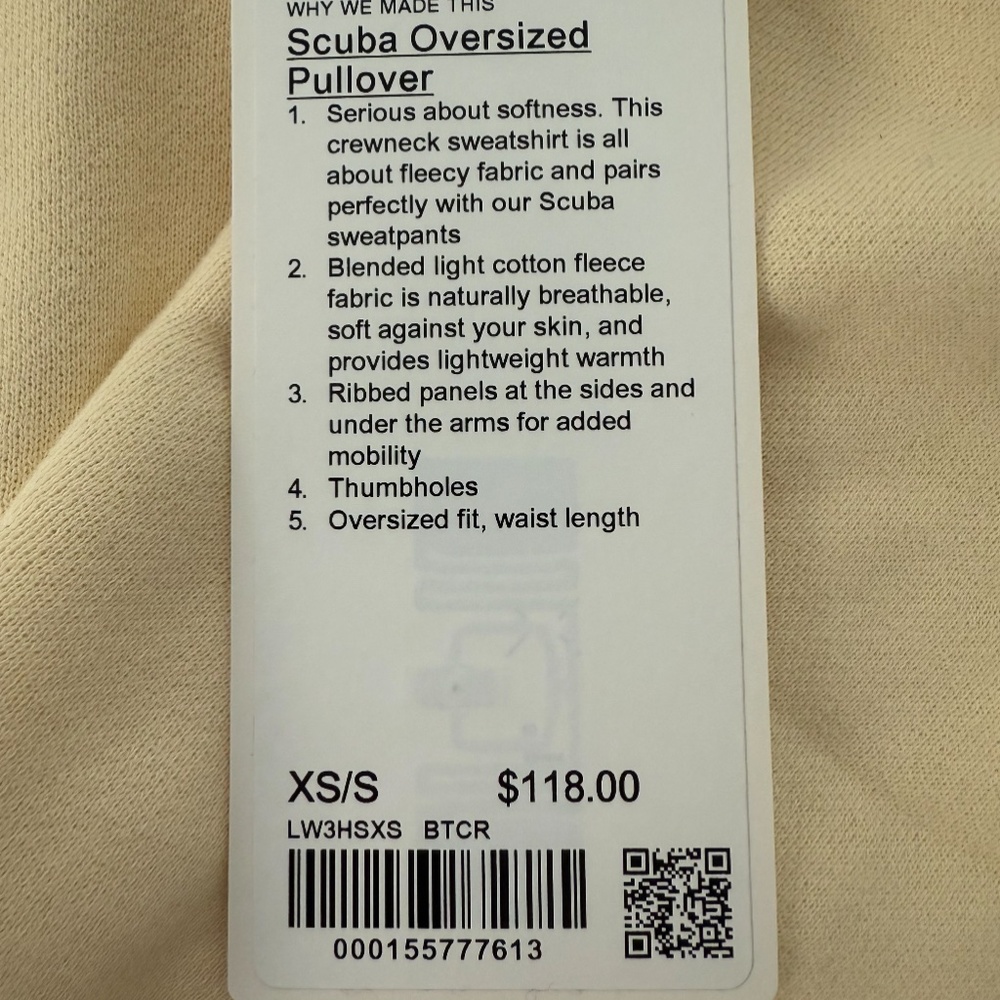 RARE SOLD OUT Lululemon Scuba Oversized Pullover (XS/S) in Butter Cream - Picture 9 of 10